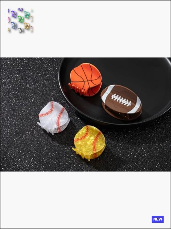 Game Day Football Hair Claw Clips Set of 4 Acrylic Clips for Medium Hair Sports